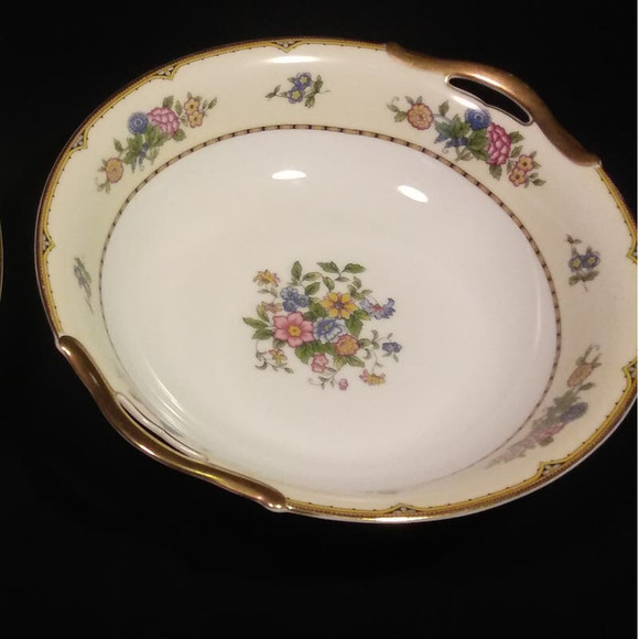 2 Vintage Noritake Oval n Round Serving Bowls in Elysian 10in Gold Trim - Picture 9 of 13